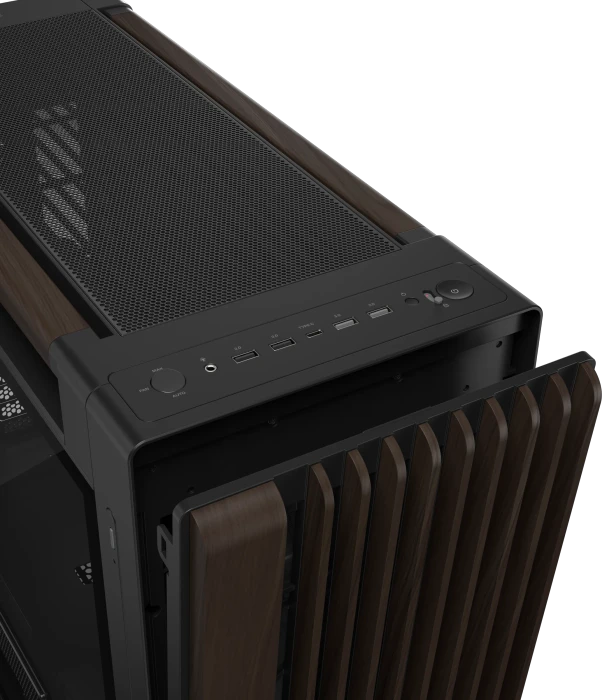 ASUS ProArt PA602 Wood Edition Modern Black, schwarz/braun, Tempered Glass Panel, Glasfenster