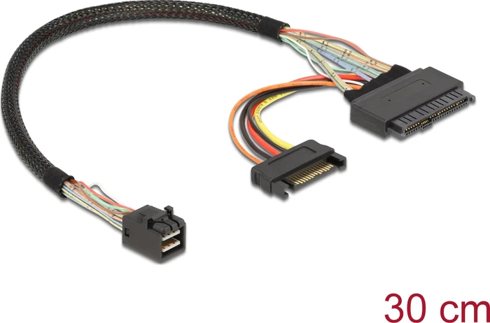 DeLOCK mini SAS HD [SFF-8643, Stecker] auf U.2 [SFF-8639, Buchse], 0.3m