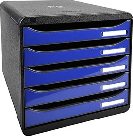 Exacompta Big Box Plus Schubladenbox, 5 Schubladen, königsblau/schwarz