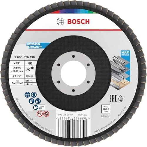 Bosch Professional X451 Fächerschleifscheibe T29 K40, 125x22.23mm, 15 Stück