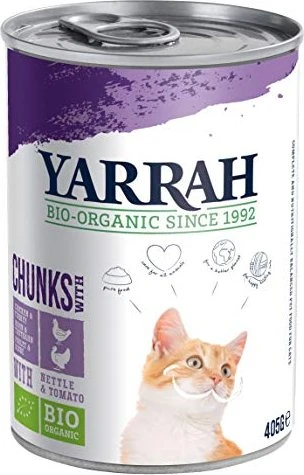 Yarrah Organic Cat Food Chunks with Chicken and Turkey, 4.86kg (12x 405g)