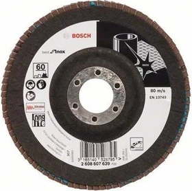 Bosch Professional X581 Best for Inox Fächerschleifscheibe gewinkelt K60, 125x22.23mm, 1 Stück