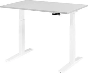 Hammerbacher Ergonomic Aktiv XMKA12 elektrisch höhenverstellbarer Sitz-Steh-Schreibtisch 120x80cm lichtgrau/weiß