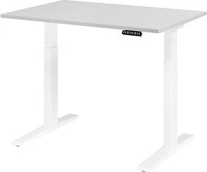 Hammerbacher Ergonomic Aktiv XMKA12 elektrisch höhenverstellbarer Sitz-Steh-Schreibtisch 120x80cm lichtgrau/weiß