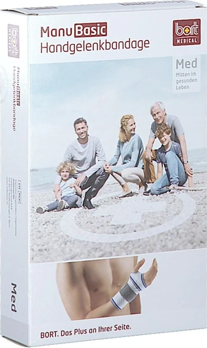 Bort Medical ManuBasic Handgelenkbandage rechts plus Größe M beige, 1 Stück