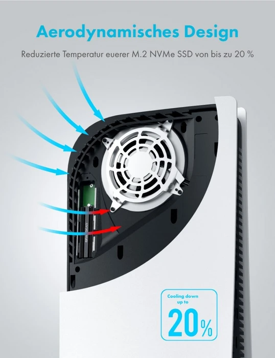 Graugear G-PS5HS02-Cov, Kühler für PS5 Speichererweiterung, mit Abdeckung