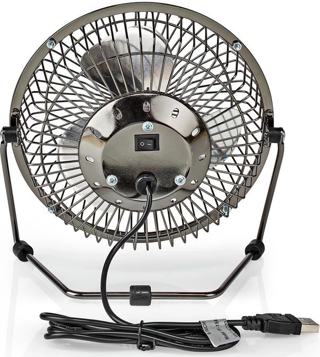 Nedis FNDK1GM15 USB Mini Tischventilator aus Metall 15cm stahlgrau