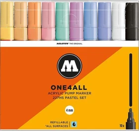 Molotow ONE4ALL 227HS 4mm Acrylmarker Pastel-Set sortiert, 10er-Set, Etui