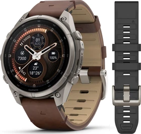 Garmin Fenix 9 Pro inReach 47mm titanium/walnut leather