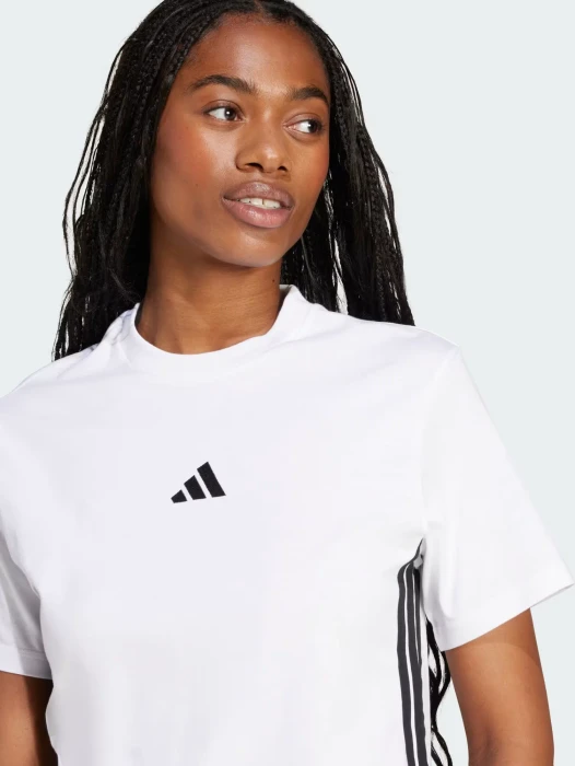 adidas Essentials 3-Streifen Cotton T-Shirt kurzarm weiß/schwarz (Damen)