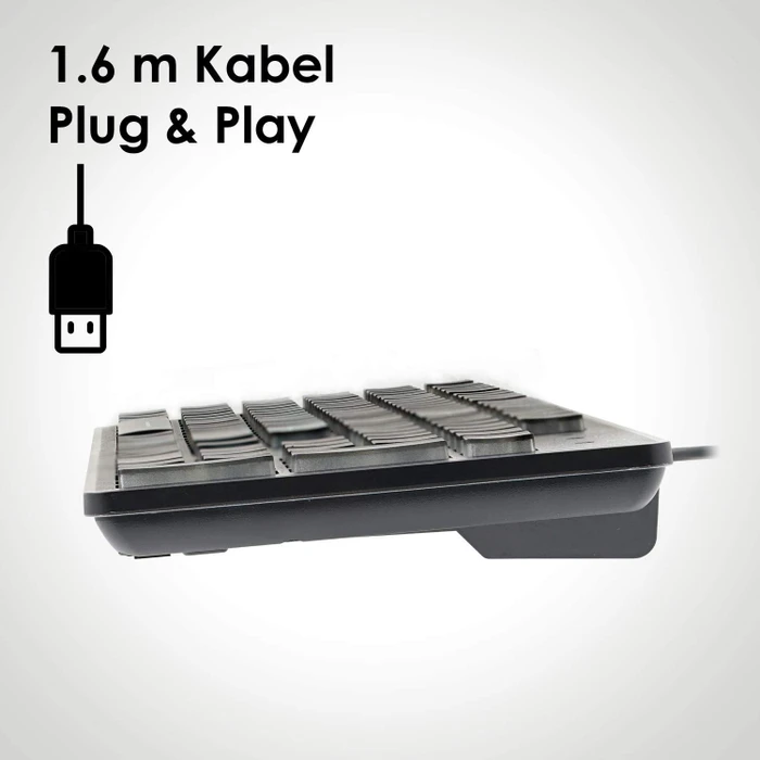 Perixx Periboard-317, schwarz, LEDs weiß, USB, DE