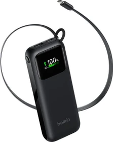 Belkin UltraCharge Powerbank 11K mit einziehbarem Kabel schwarz