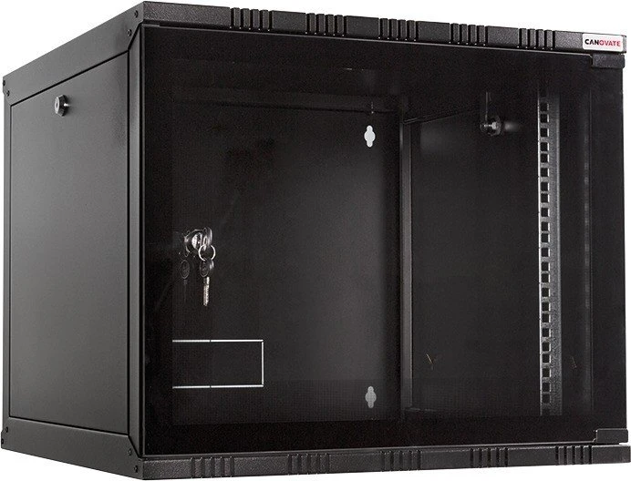 LogiLink Canovate SOHO Wandgehäuse 15HE, Sicherheitsglastür, schwarz, 550mm tief