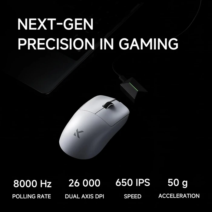 Mchose L7 Pro 8K Lightweight Wireless Gaming Mouse, weiß, USB/Bluetooth