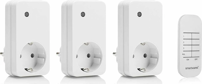 Smartwares SmarthomeBasic SH4-99552 weiß, Funk-Steckdose, 3er Funksteckdosen-Set mit Fernbedienung