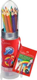 Faber-Castell Colour Grip Malset Rackete Buntstift sortiert, Aufbewahrungsdose, Anspitzer, 16er-Set