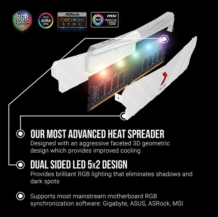 PNY XLR8 Gaming Epic-X RGB White Edition UDIMM 16GB Kit, DDR4-3600, CL18
