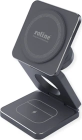 Roline / Secomp Faltbare 3-in-1 Induktionsladestation (Qi) für Samsung-Geräte grau