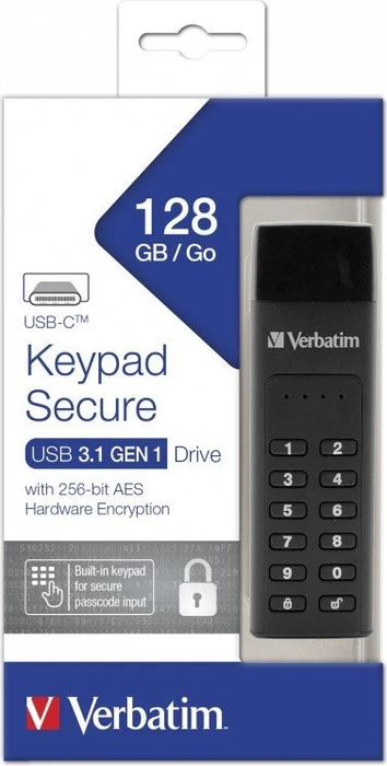 Verbatim Keypad Secure 128GB, USB-C, USB 3.2 Gen 1×1