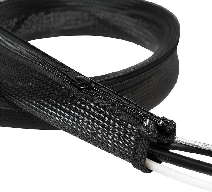 LogiLink Flexibler Kabelschutz Kabelmanagement mit Reißverschluss, 35mm, 1m, schwarz