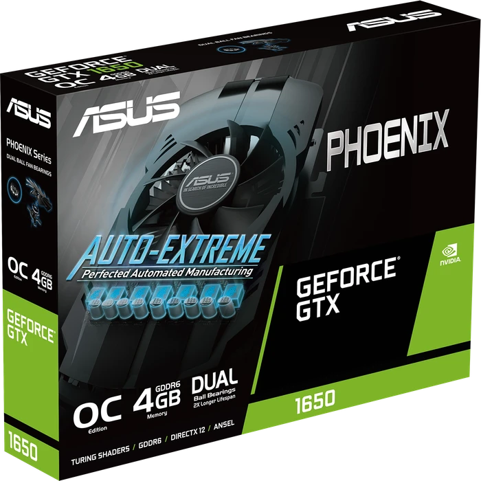 ASUS Phoenix GeForce GTX 1650 P OC EVO, PH-GTX1650-O4GD6-P-EVO, 4GB GDDR6, DVI, HDMI, DP