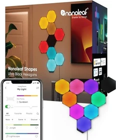 nanoleaf Shapes Ultra Black Hexagons Smart Lighting LED Panel Starterkit 2W, 9 Stück