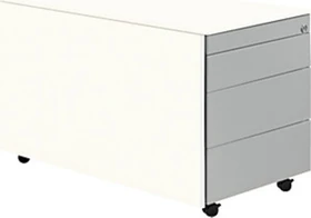 mauser Rollcontainer line, 1x Utensilienauszug, 3x Materialschublade, reinweiß/weißaluminium