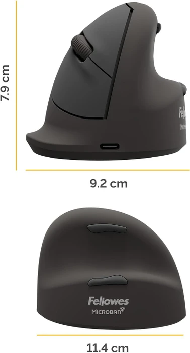 Fellowes Breyta Plus Vertical Mouse, large, schwarz, USB/Bluetooth