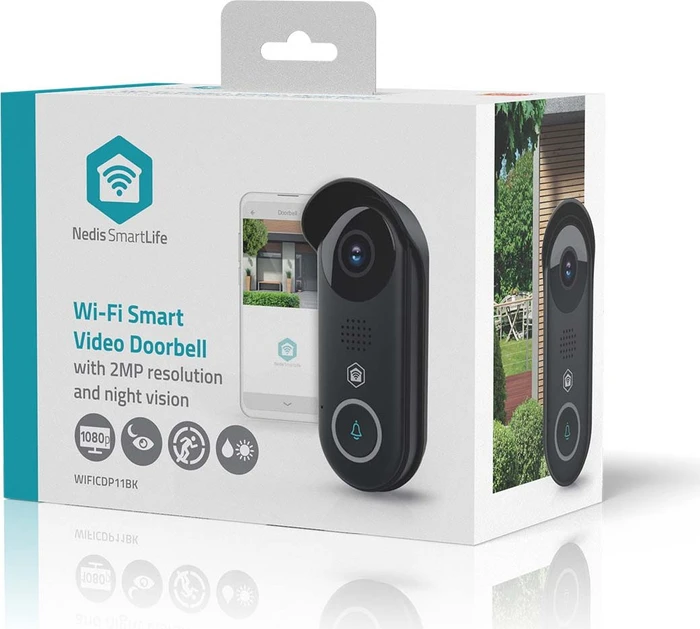 Nedis SmartLife Video-Türsprechanlage 1080p schwarz, Video-Türklingel
