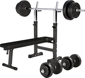 Gorilla Sports Langhantelset 70kg Hantelbank