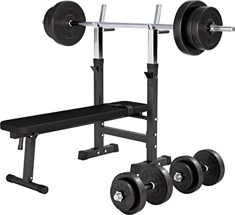 Gorilla Sports Langhantelset 70kg Hantelbank