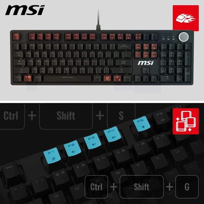 MSI FORGE GK320, LEDs RGB, hot-swap, RED Switches, USB, CZ/SK