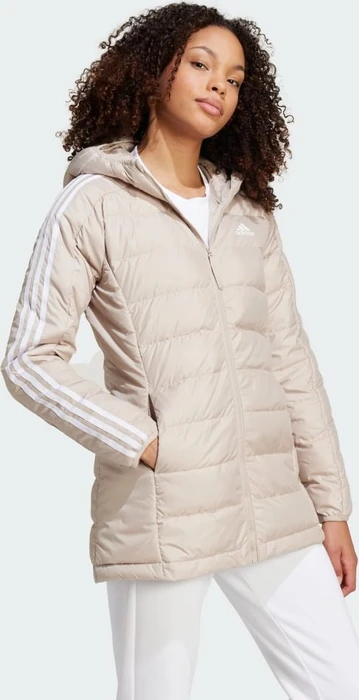 adidas Essentials 3-Streifen Light Hooded Mantel wonder beige (Damen)