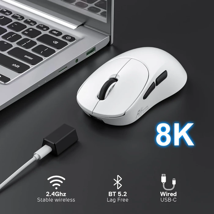 RK Royal Kludge MG5 8K Wireless Gaming Mouse, Panda weiß/schwarz, USB/Bluetooth