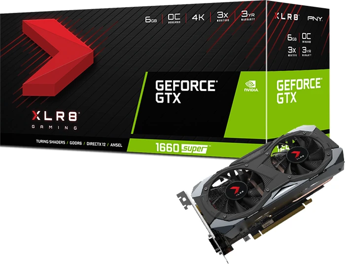 PNY GeForce GTX 1660 SUPER XLR8 Gaming Overclocked Edition, 6GB GDDR6, DVI, HDMI, DP