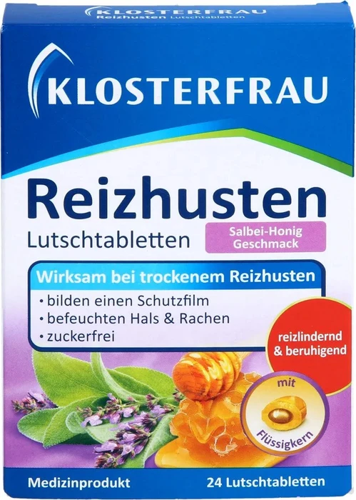Klosterfrau Reizhusten Salbei-Honig Lutschtabletten, 24 Stück