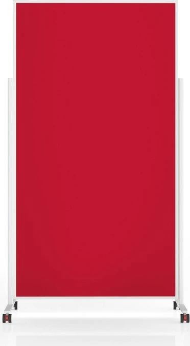 Magnetoplan Moderationstafel VarioPin, mobile Pinnwand mit roten Filz, weiß/rot, 100x180cm