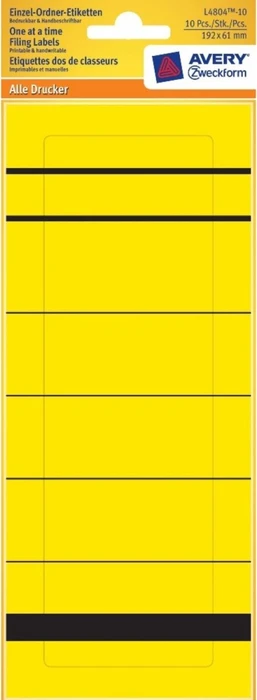 Avery-Zweckform Ordneretiketten Sonderformat, 192x61mm, gelb, 10 Blatt (10 Etiketten)