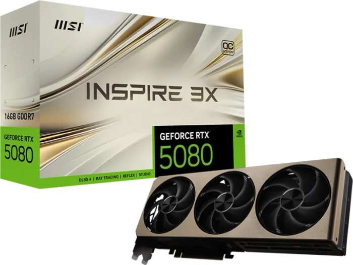MSI GeForce RTX 5080 16G Inspire 3X OC, G5080-16I3C, 16GB GDDR7, HDMI, 3x DP