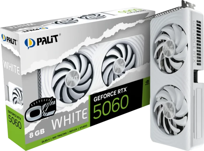 Palit GeForce RTX 5060 White OC, 8GB GDDR7, HDMI, 3x DP
