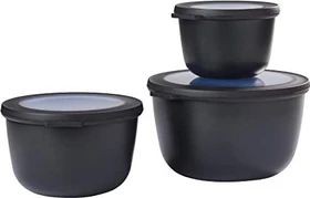 Mepal Multischüssel Cirqula rund flach Aufbewahrungsbehälter-Set nordic black, 3-tlg.