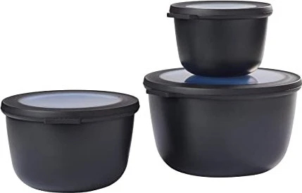 Mepal Multischüssel Cirqula rund flach Aufbewahrungsbehälter-Set nordic black, 3-tlg.
