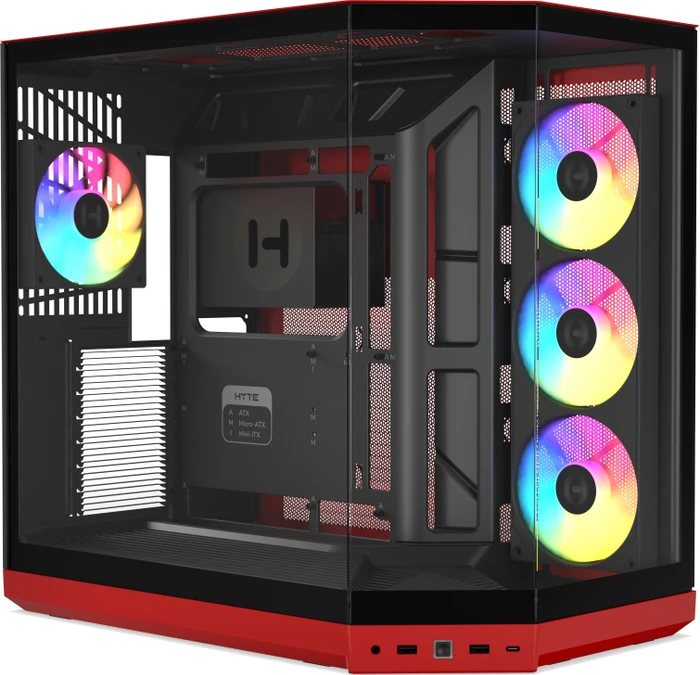 Hyte Y50 Black Cherry, rot/schwarz, Glasfenster