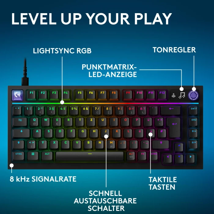 Logitech G316 X 75, schwarz, Tactile Switch, USB, DE