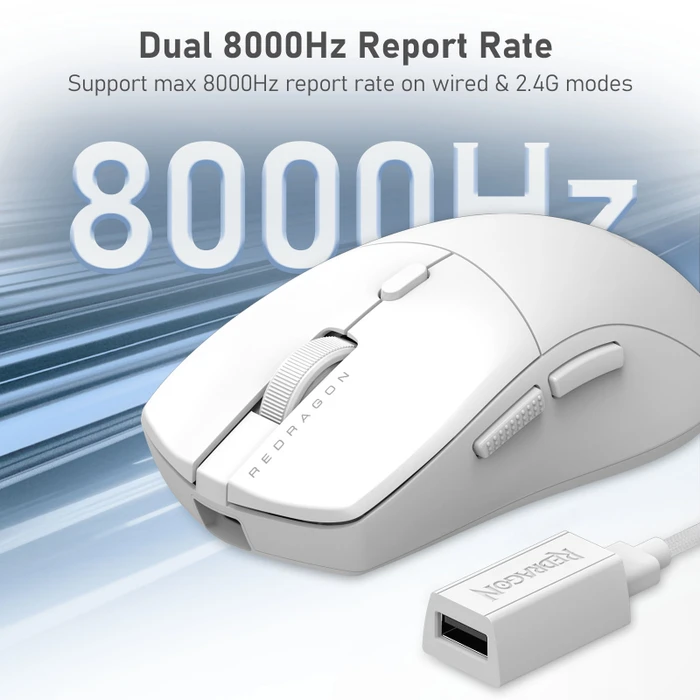 Redragon M919 SPARDA Ultra 8K Wireless Gaming Mouse weiß, USB/Bluetooth