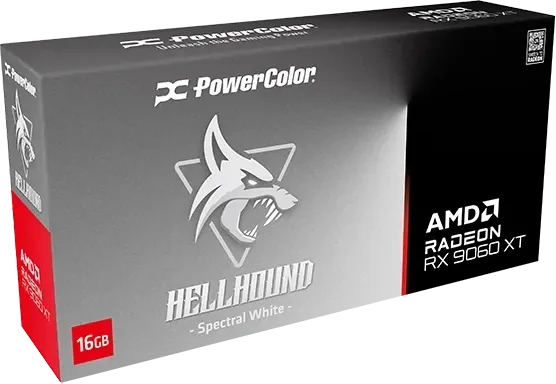 PowerColor Hellhound Spectral White Radeon RX 9060 XT, 16GB GDDR6, HDMI, 2x DP