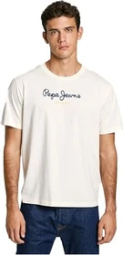 Pepe Jeans Logo Regular Fit T-Shirt kurzarm antique white (Herren)