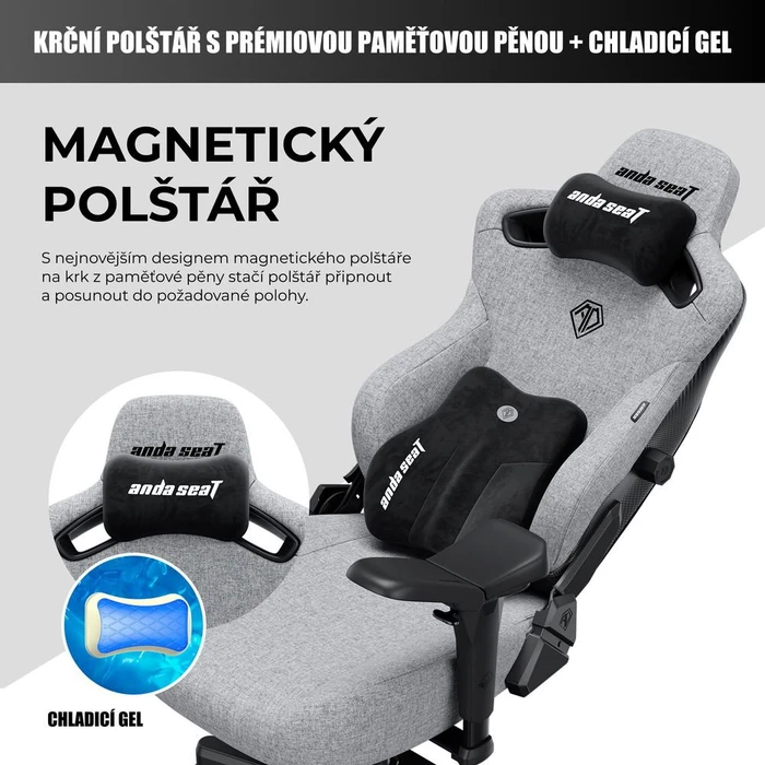 Anda Seat Kaiser 3 Pro Premium XL Gamingstuhl, Ash Gray, Stoff grau