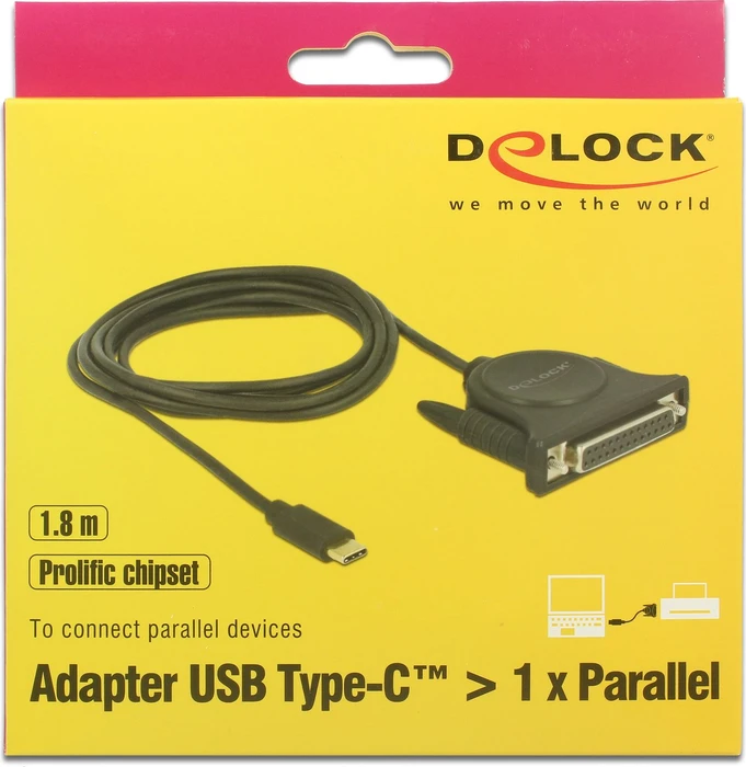 DeLOCK USB-C 2.0 auf Parallel DB25 Adapterkabel, 1.8m