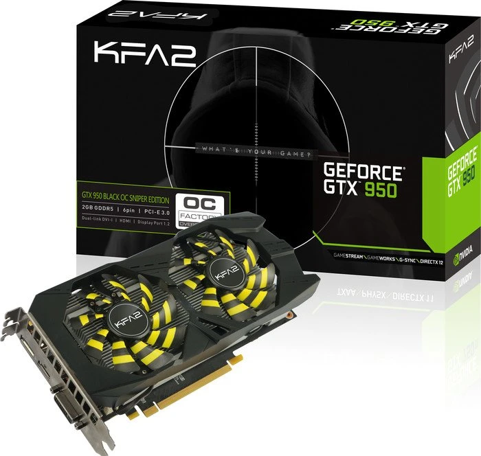 KFA2 GeForce GTX 950 Black OC Sniper, 2GB GDDR5, DVI, HDMI, DP
